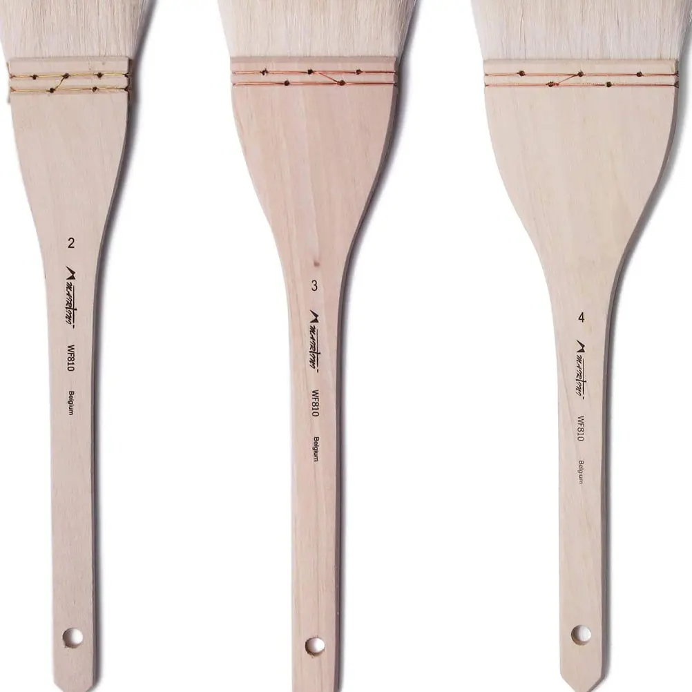 

3PCS Wool Hair Brushes Durable Copper Wire Lightweight Wood H for Oil Acrylic Painting Wall Art Accessories