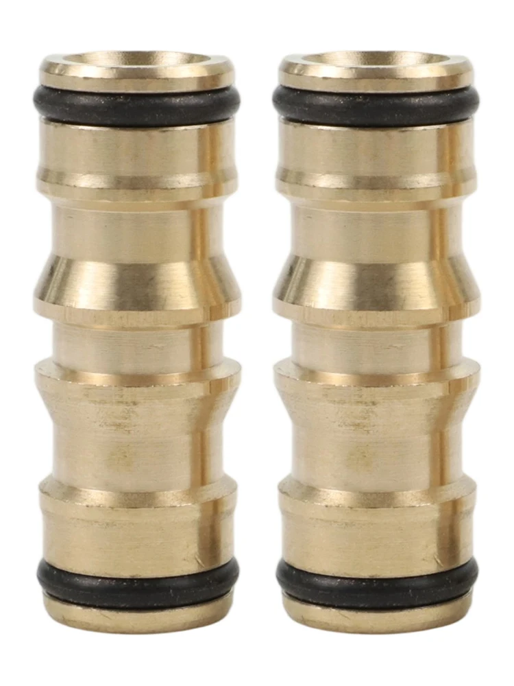 Brass Hose Connector Double Male Connector Garden Watering Sealing Rubber Ring Solid Brass Material As Pictures Show