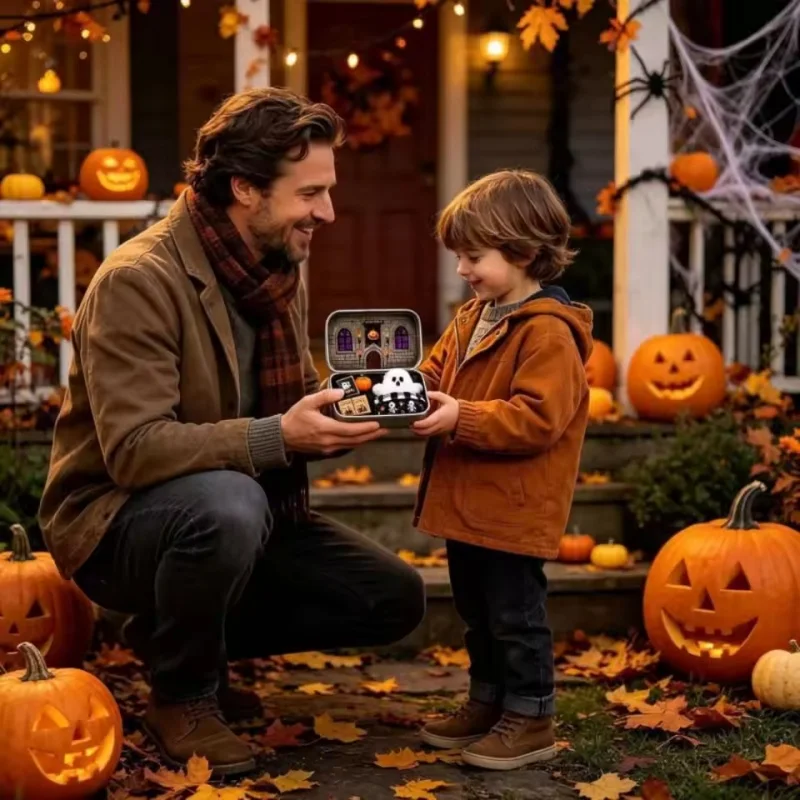 Reusable Storage Tin Box Set Ghost Pattern Ghost Design Metal Storage Tin Metal Container Halloween Tin Box Party Favor Gifts
