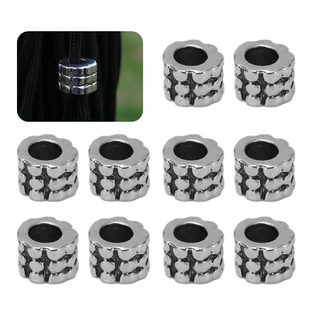 10 Pcs Durable Alloy Paracord Knife Lanyard DIY Silver Paracord Lanyard Beads Paracord Beads Lanyards