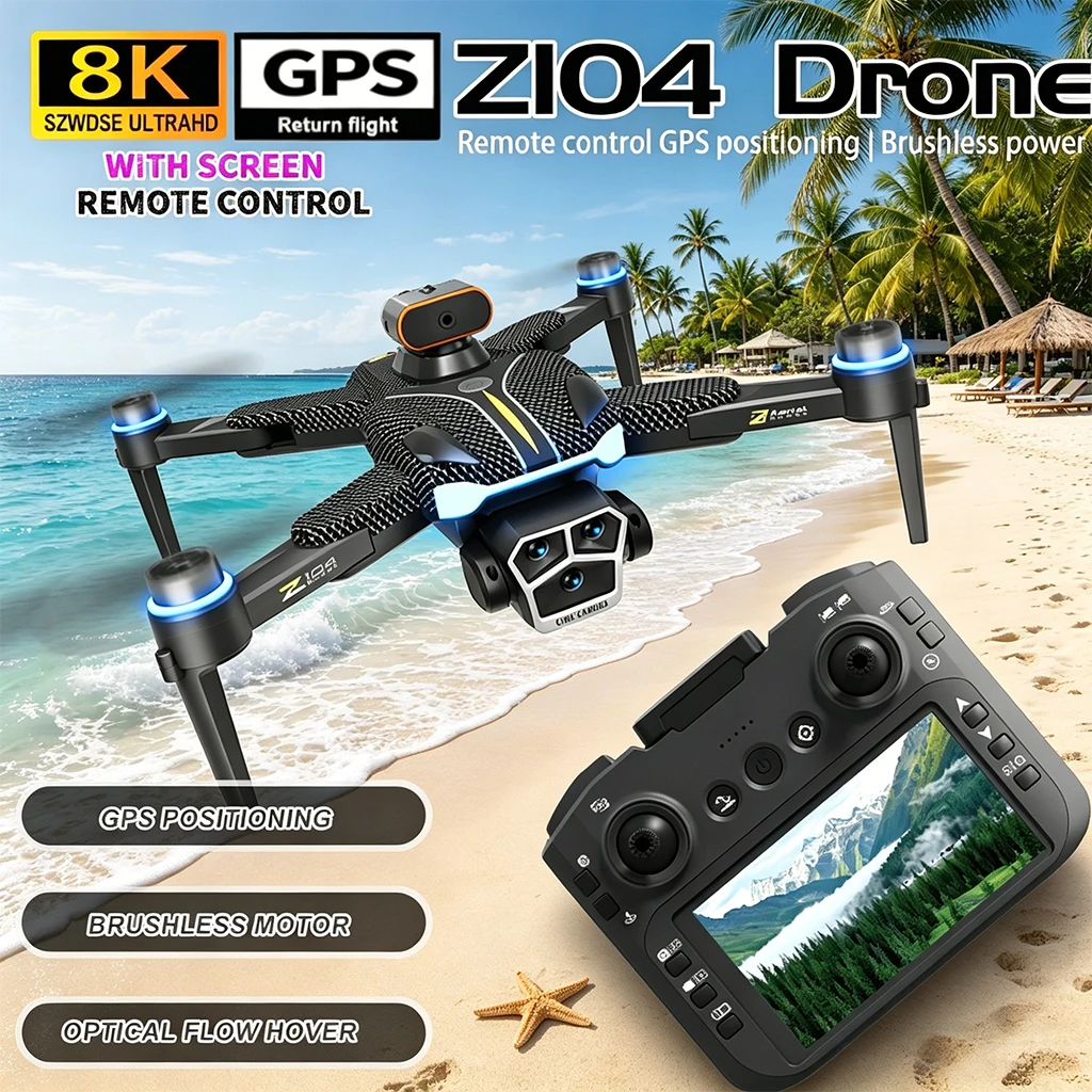 RC Drone Z104 GPS Cam 8K HD Aerial Photography Dual Camera Brushless Quadrotor Obstacle Avoidance Aerial RC Drone Toys gifts