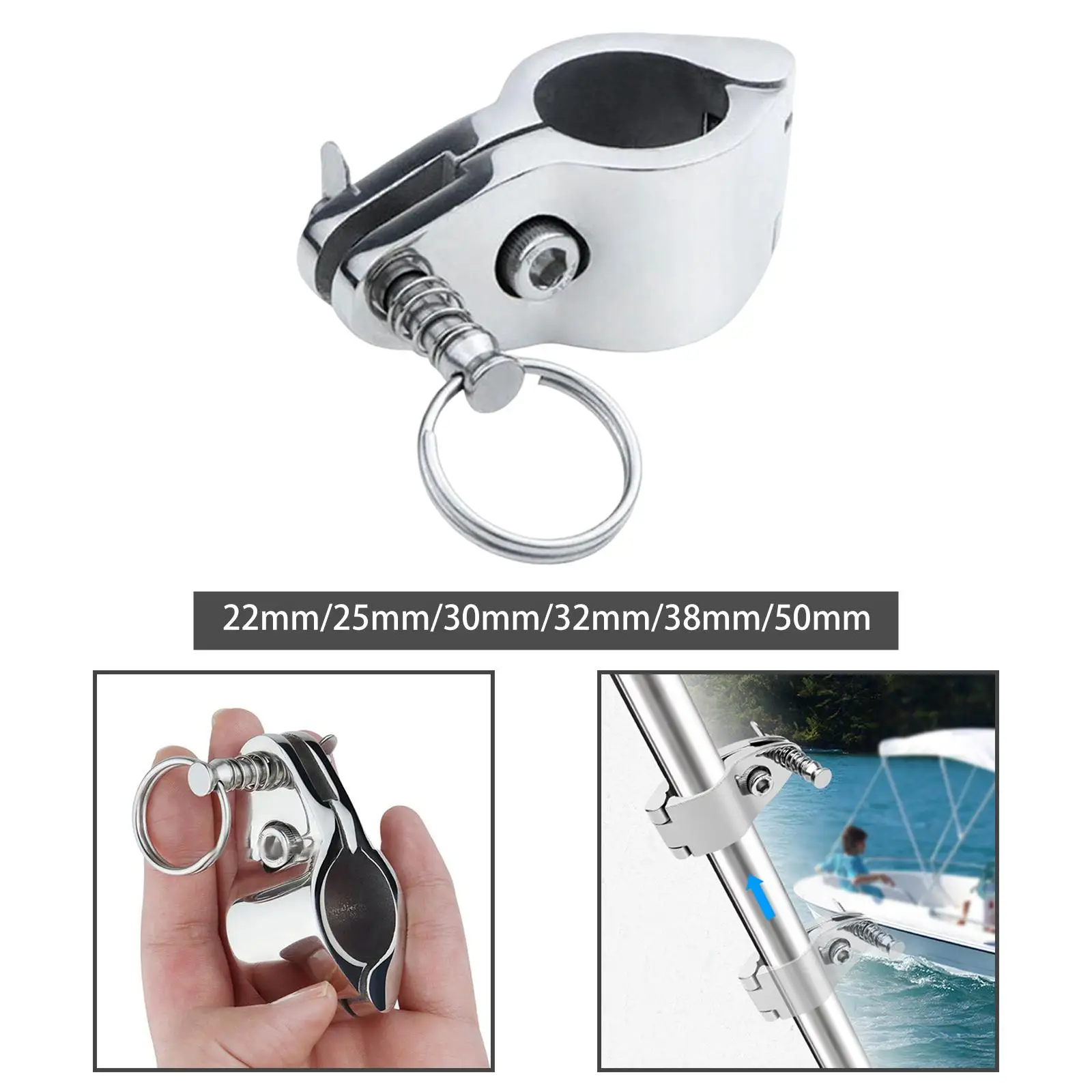 Boat Top Jaw Slide Clamp Marine Hardware with Ring Easy to Install Accessory Support Locking Clamp Yacht Sunshades Locking Pin