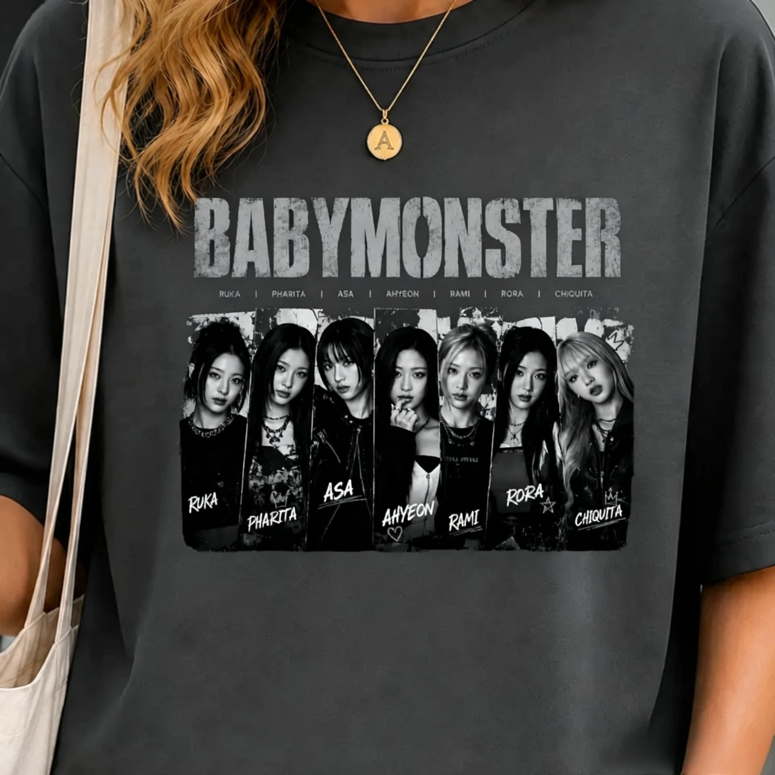 BABYMONSTER Gruppenfoto-Grafik-T-Shirt, Kpop-Fans, kurzärmeliges T-Shirt mit Aufdruck der Mitglieder, Damen-, Herren- und Kinder-T-Shirt – Detail 8