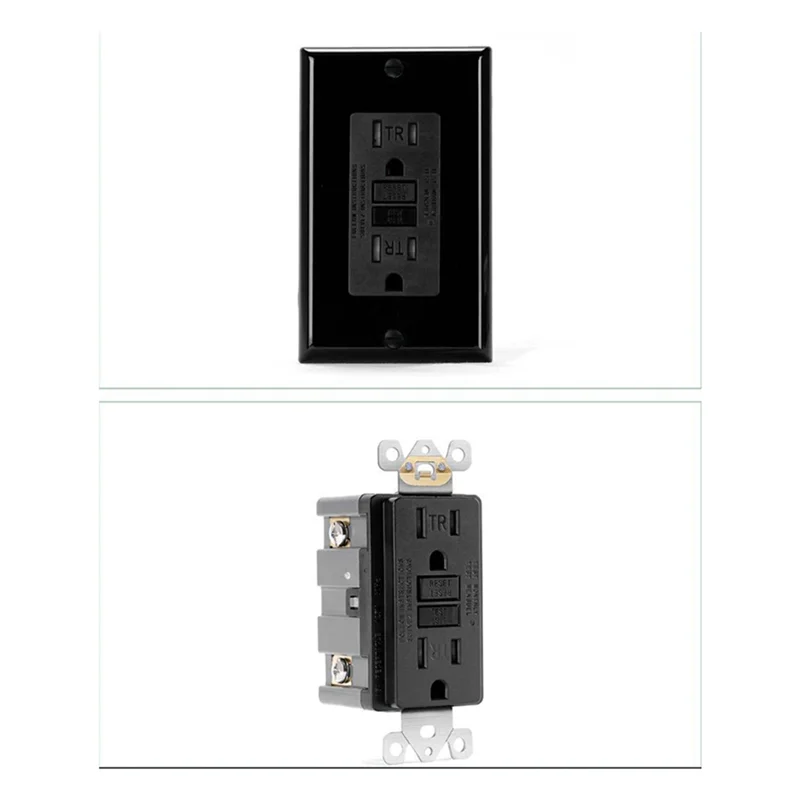 

AB41-2X GFCI Outlet 15 Amp, Self-Test GFI Electrical Outlet, Tamper Resistant GFCI Receptacle With Wall Plate Black