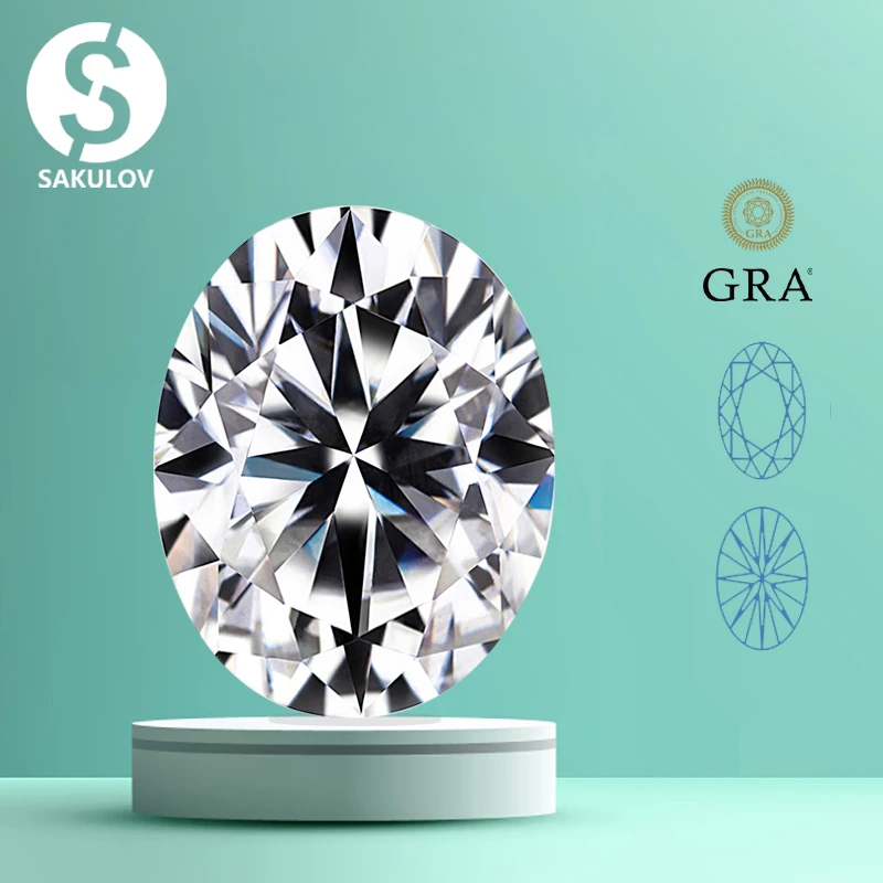 

Real D Color Moissanite Loose Stone Oval Cut 0.5-5.0ct VVS1 Certified Moissanita Diamonds Pass Tester with GRA Certificate