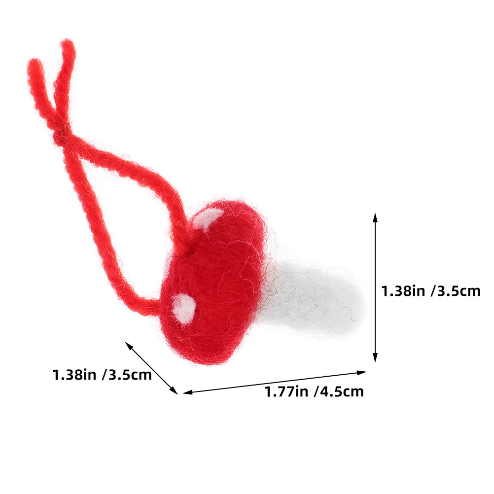 10Pcs Wool Felt Mushroom Ornaments Durable DIY Crafts Supplies Felt Mushroom Decorations for Garland Wreath Hair Accessories