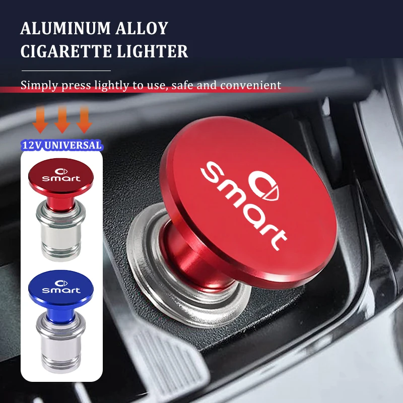 Encendedor de cigarrillos de aleación de aluminio para coche, cubierta a prueba de polvo, accesorios para Smart Fortwo 451 450 453 Forfour Cabrio Crossblade ROADSTER