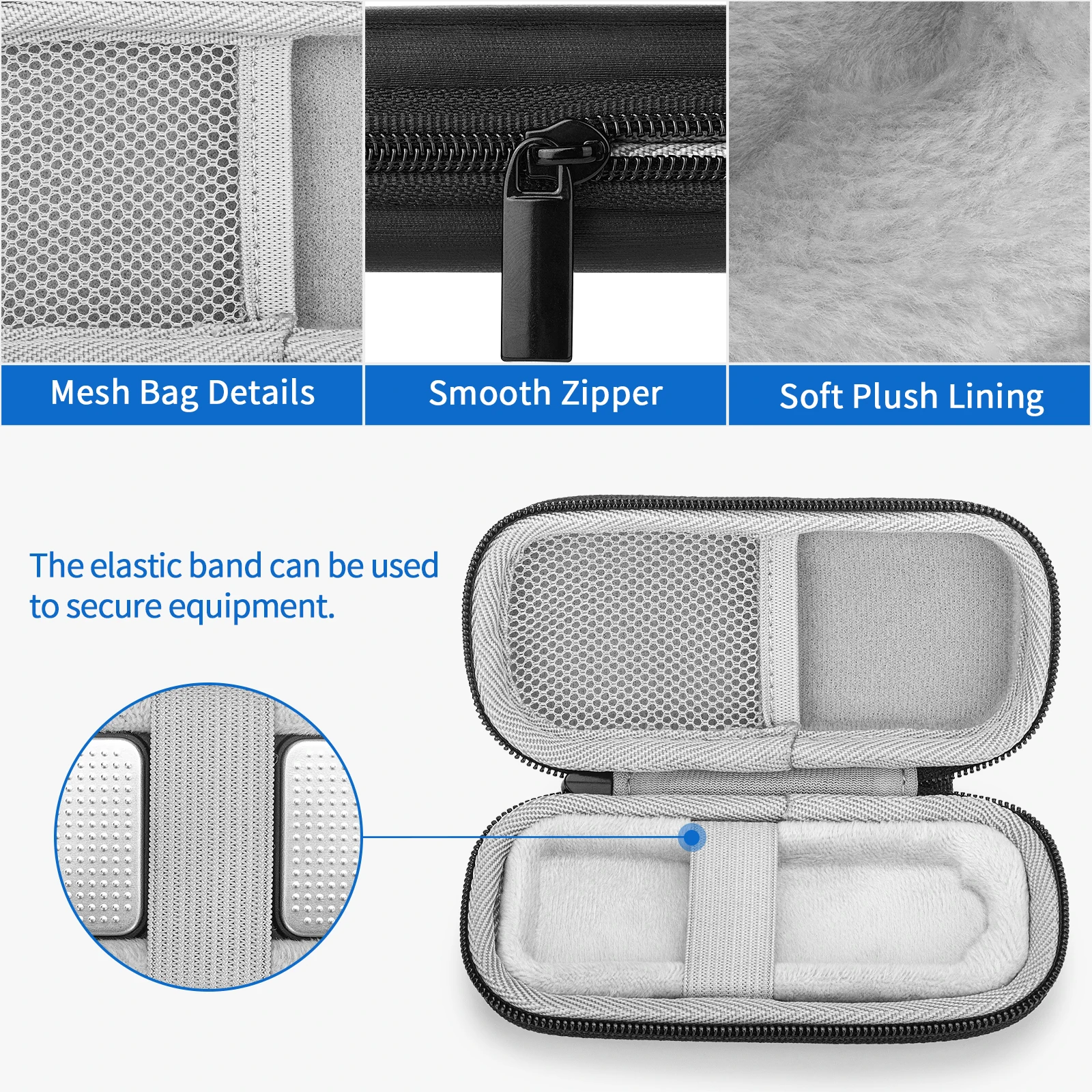 Yinke Hard EVA Case For AliveCor KardiaMobile EKG Monitor Portable Travel Carrying Bag With Carabiner Clip Pill Box Shockproof