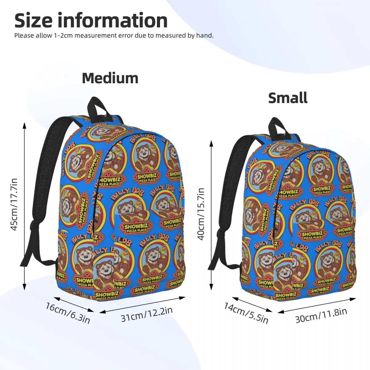 Showbiz Pizza Billy Bob Backpack Daypack Large Capacity Children BookBag School Bag Shoulder Bags for Boys Girls