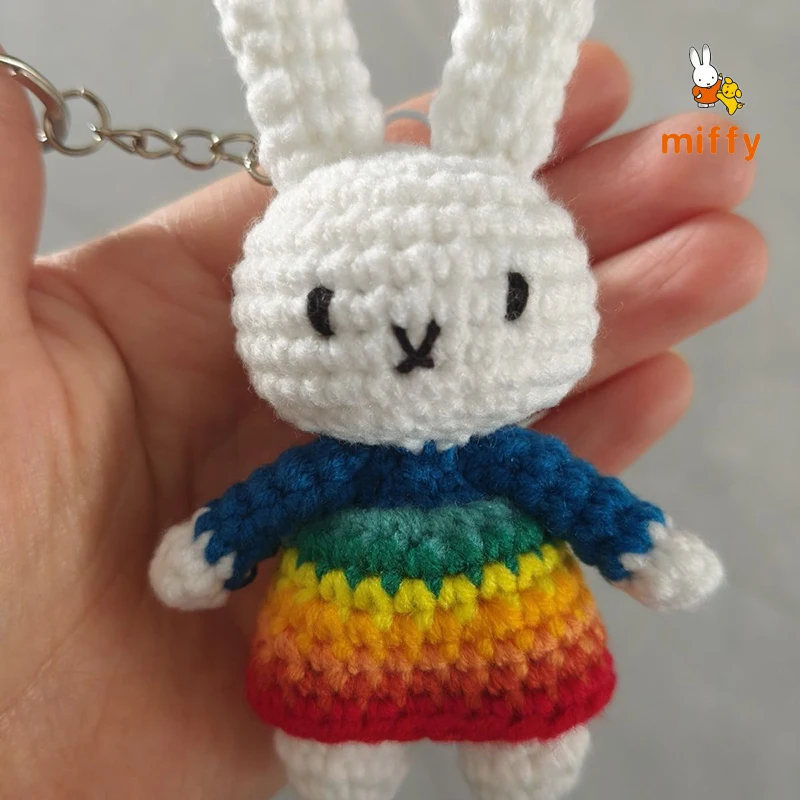 Urocza pluszowa lalka Miffy, ręcznie robiona, szyta na szydełku, seria puszystych pluszaków, kreatywny pluszowy breloczek, akcesoria anime, prezenty.