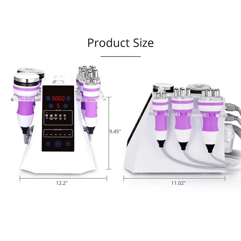 5in1 สามเสา RF กระชับผิวสูญญากาศ 40K Cavitation อัลตราโซนิกเซลลี่สลิมมิ่งสปาเครื่อง 190W