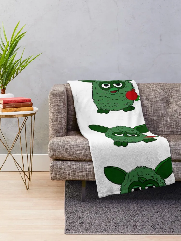 Forest Green Hera Furby Throw Blanket blankets ands Nap Tourist Blankets