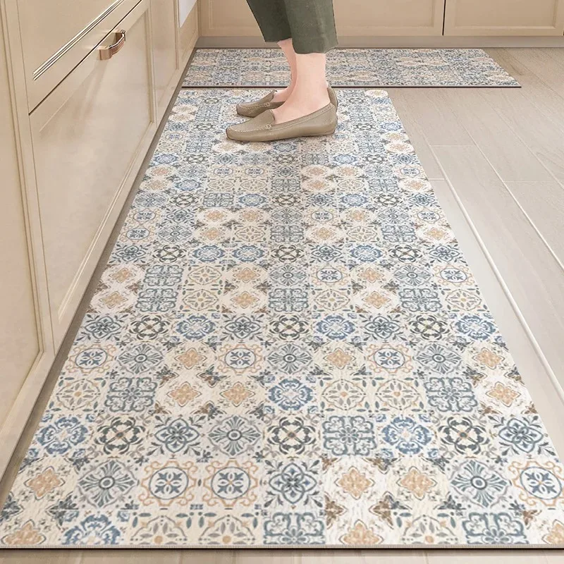 VIKAMA 1/2PCS American Vintage Kitchen Diatomium Mud Mat Absorbent Non-Slip Bathroom Mat Light Luxury Home Decoration Carpet