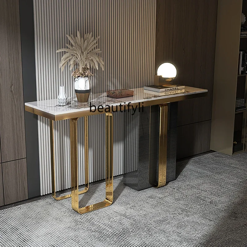 

Light luxury luxury stone entrance living room against the wall household marble square small entrance table bar table