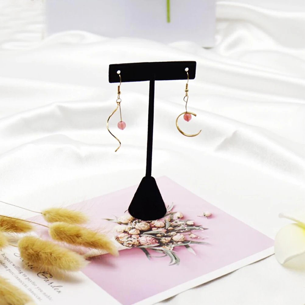 

3pcs Earring Holder Stand Black T-Shaped Jewelry Organizer Earring Storage Rack Necklace Display Stand for Selling