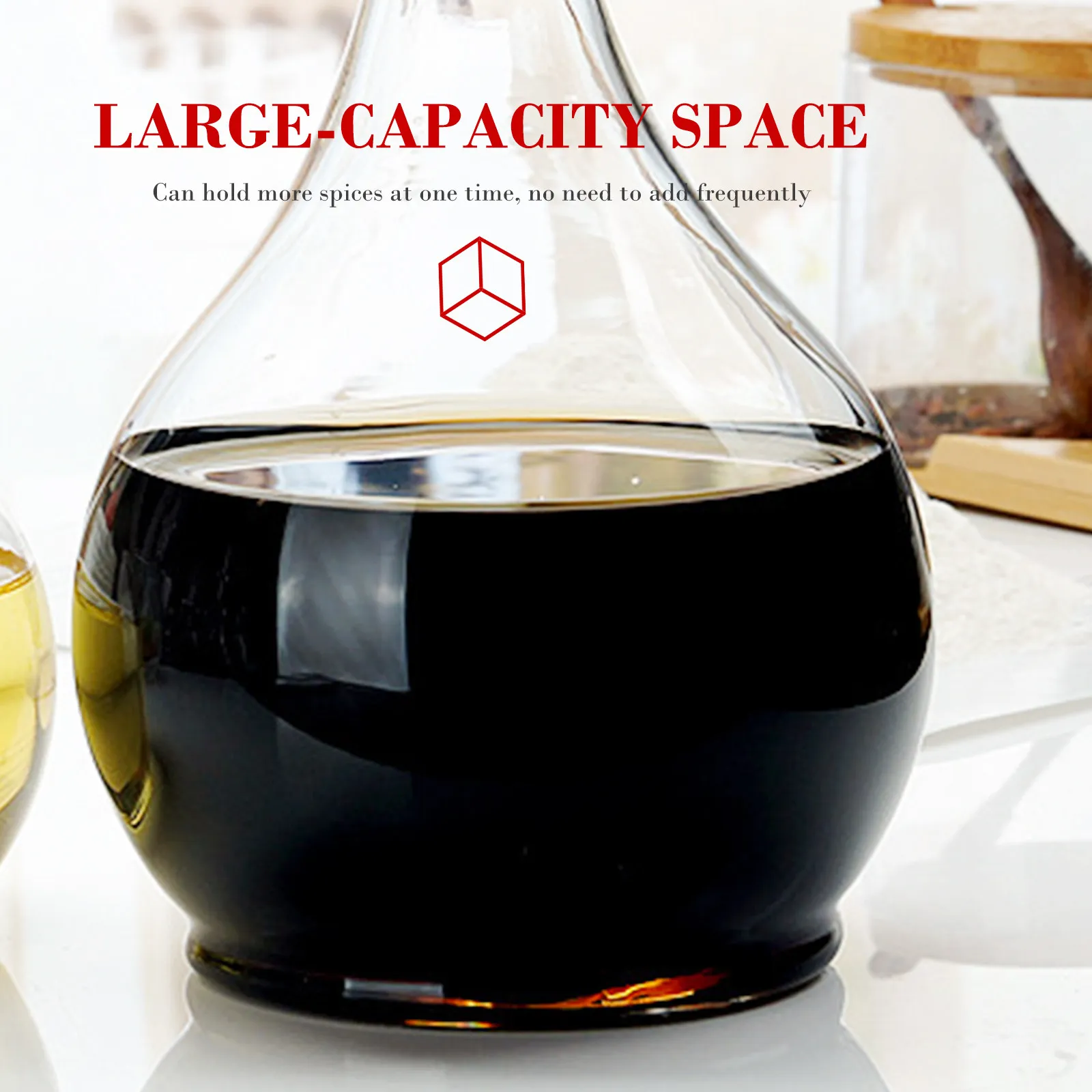 1Pcs Large Capacity Glass Sauce Bottle Premium Oil Storage Bottle Kitchen Condiment Dispenser Soy Cruet Vinegar Pot Cooking