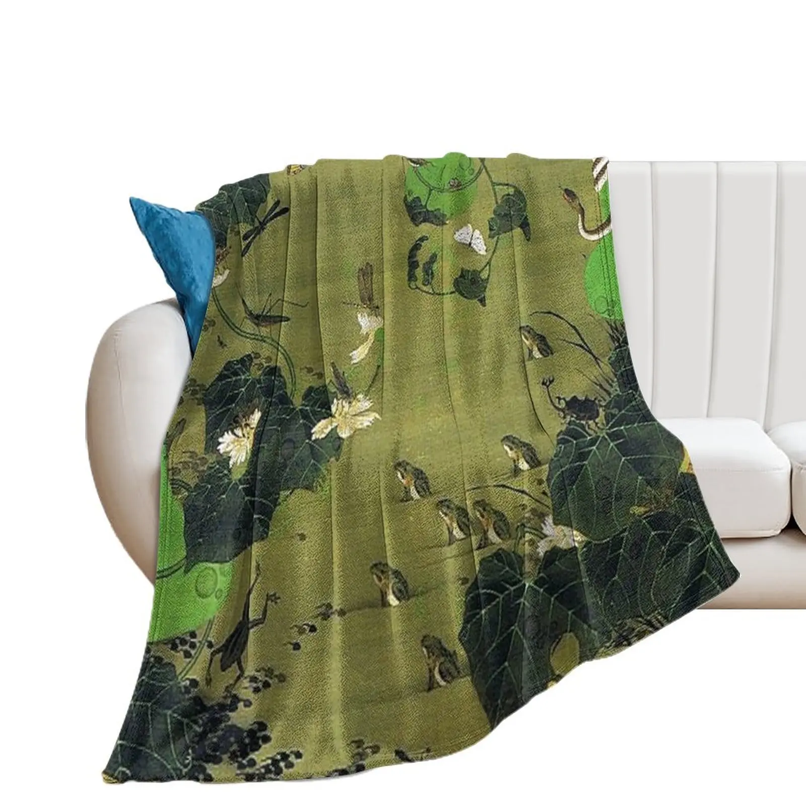 

Favourite Artist - Insects By Pond Side - Ito Jakuchu Throw Blanket Designers Flannel heavy to sleep Blankets