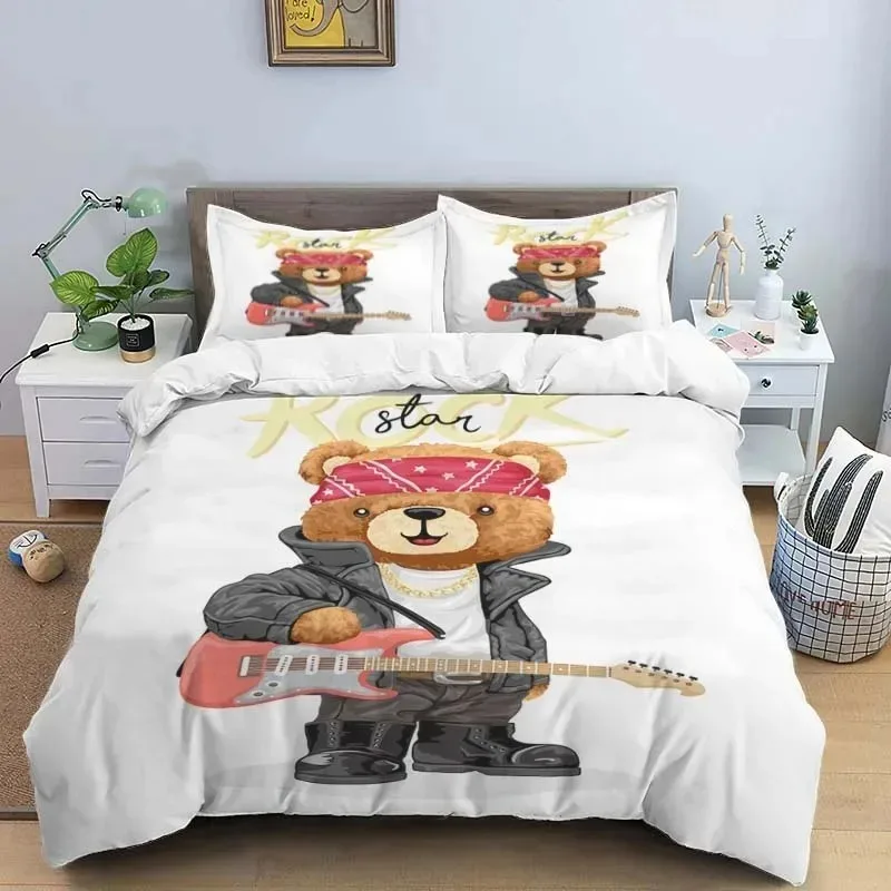 

Bear Print Digital Bedding Set Single Twin Full Queen King Size Polyester Bedroom Duvet Cover Aldult Kids Quilt Cover Set