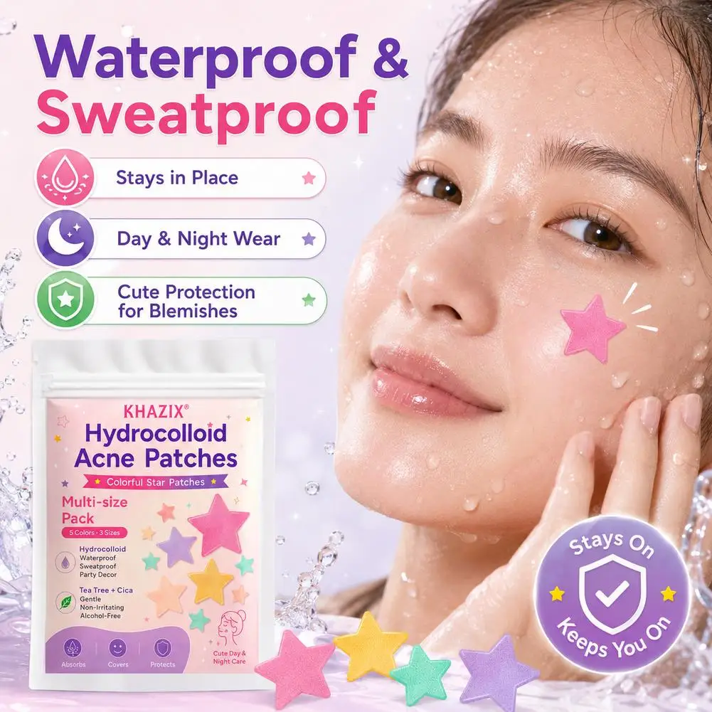 280pcs Bulk Multi-color Star Shaped Hydrocolloid Pimple Patches Invisible Hydrocolloid Dots Color Star Pimple Patches image 2