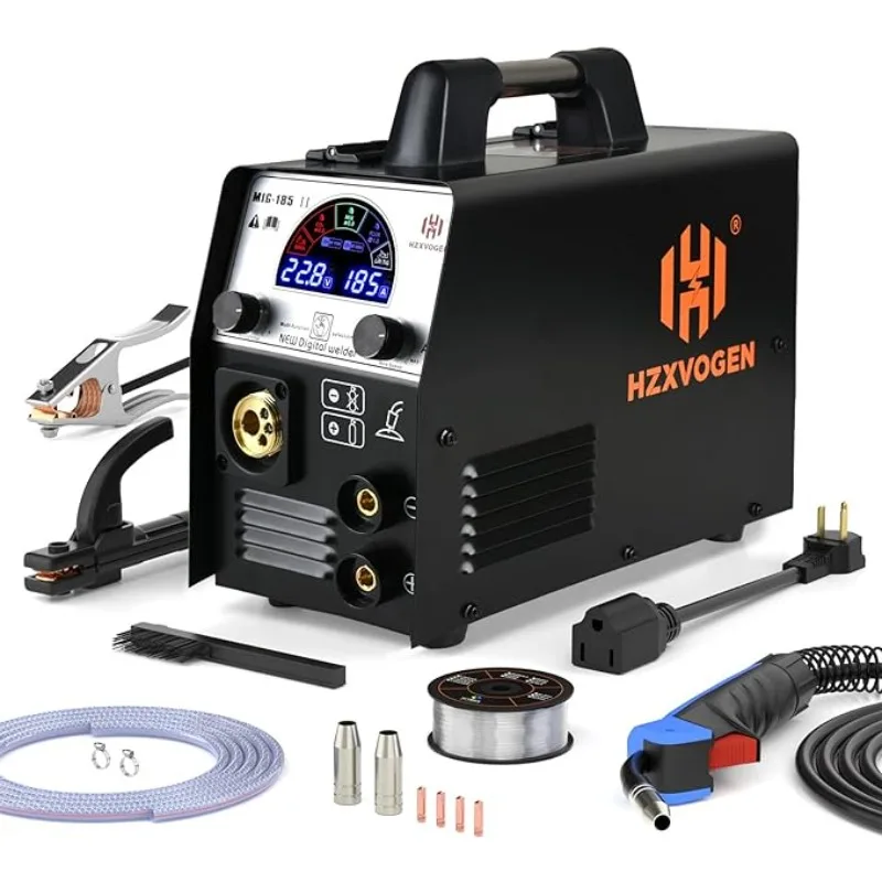 

HZXVOGEN 5 in 1 Multiprocess Welding Machine 200A Colorful LED Display MIG Welder 110V/220V IGBT Flux Core Solid Core Lift TIG