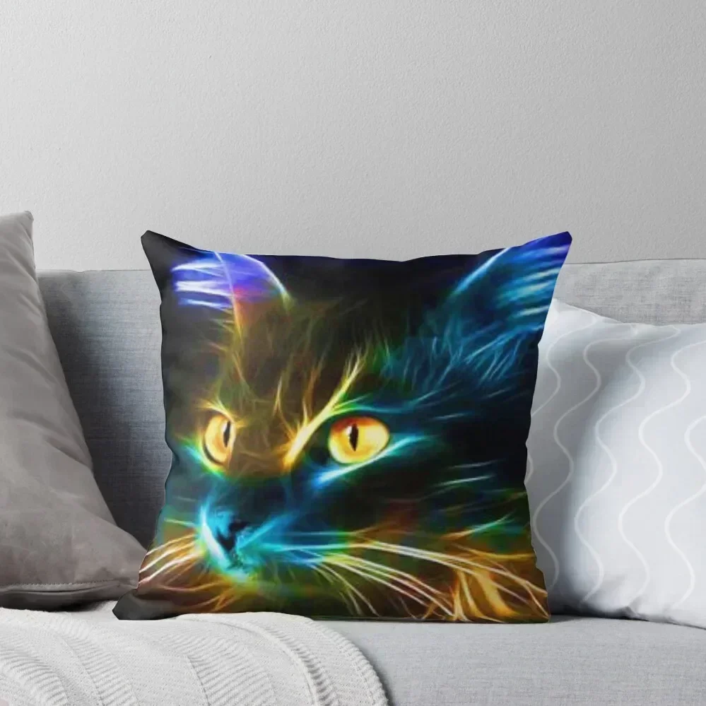

Rainbow Neon Cat Throw Pillow Sofa Cushion Cover Custom Cushion Photo christmas cushions covers Cushions For Children pillow
