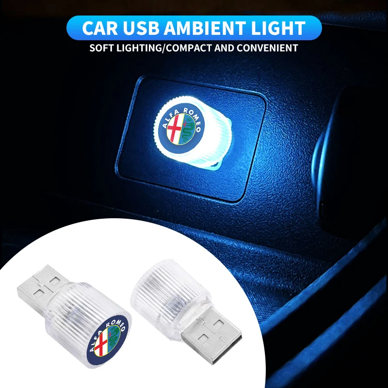 7 Colors Car LED Ambient Light USB Free Installation Interior Decorative Light for Alfa Romeo Giulia Stelvio Giulietta 156 159