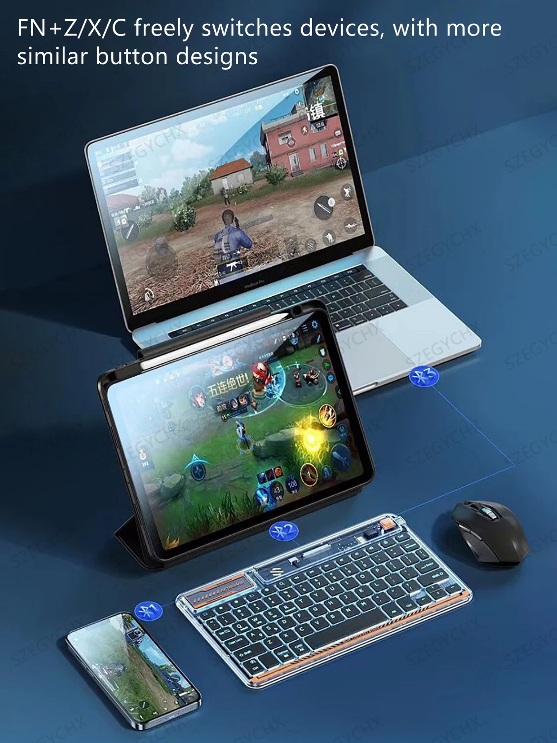 2023 كريستال الخلفية Teclado بلوتوث لوحة المفاتيح لباد أندرويد ويندوز iOS الهاتف اللوحي لوحة المفاتيح اللاسلكية لسامسونج هواوي