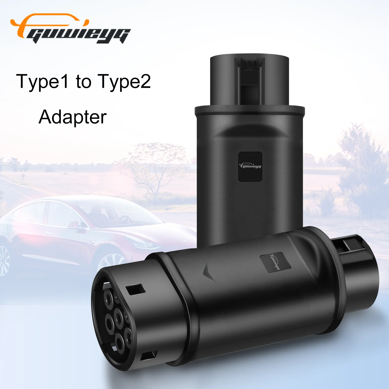 GUWIEYG Type1 to Type2 EV Charger Adapter 32A EV Charger Connector SAE J1772 Socket Type 1 To Type 2 Adapter Charger Adapter