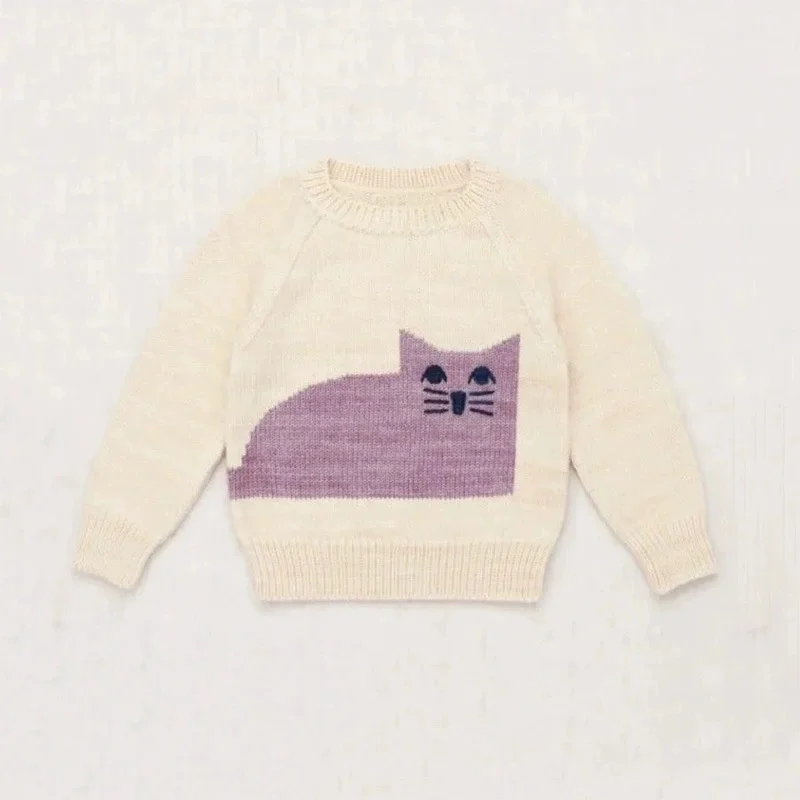 Childrens Winter New Cotton Wool Knitted Sweater House Pattern Sweater Long Sleeved Pullover Sweater European and American Style