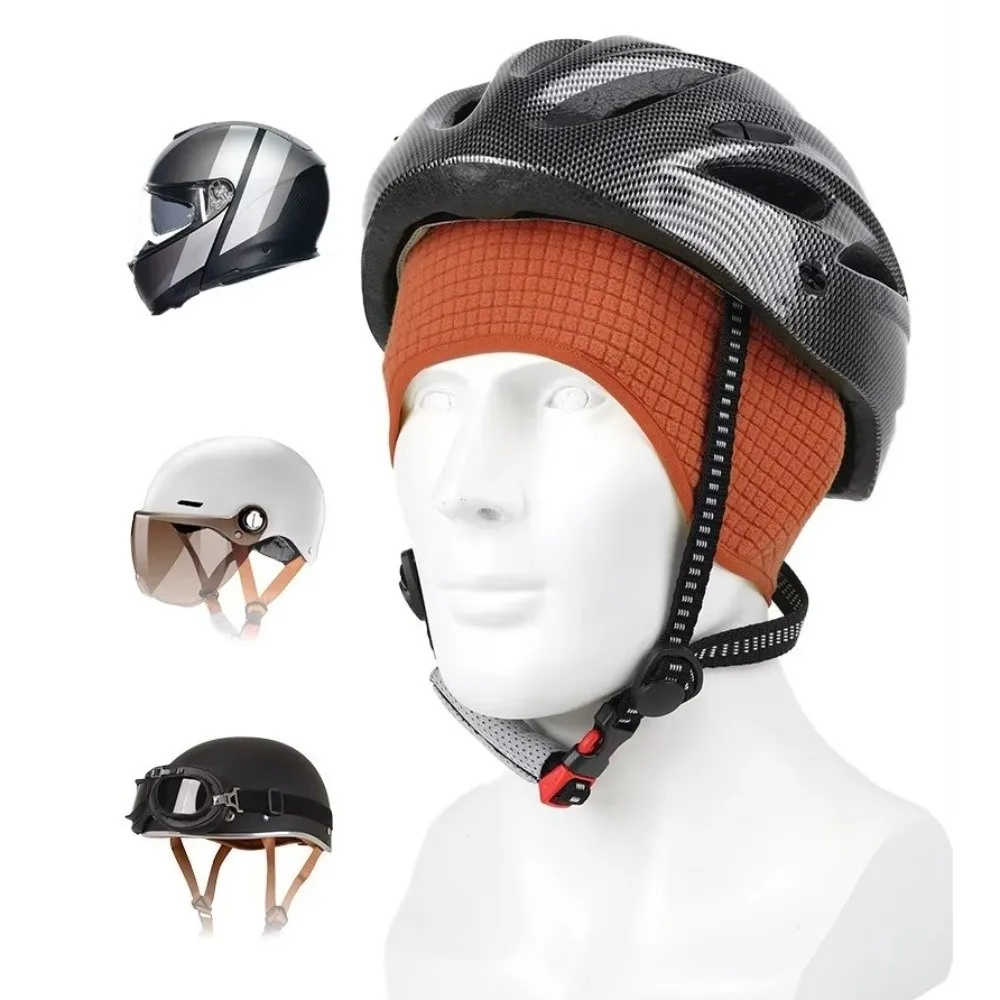 Grid Winter Running Hat Solid Color Polar Fleece Ear Protection Cap Sweat Absorption Helmet Liner Outdoor Warm Hat Unisex