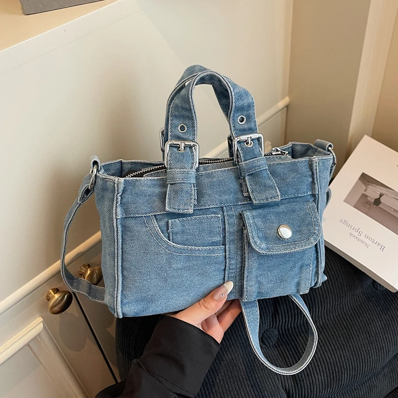 

Повседневная парусиновая школьная сумка для женщин, универсальная сумка-мессенджер большой вместимости, женская джинсовая сумка через плечо в стиле ретро, дорожная сумка-тоут