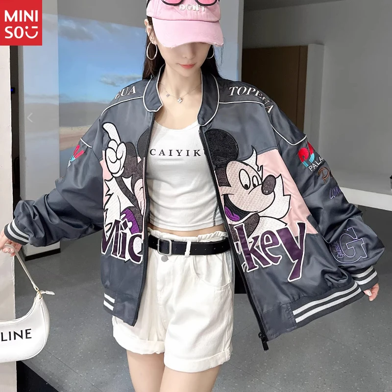 

Disney 2025 Embroidered Baseball Jacket, Heavy Duty Cartoon Coat, Women's Vintage Top