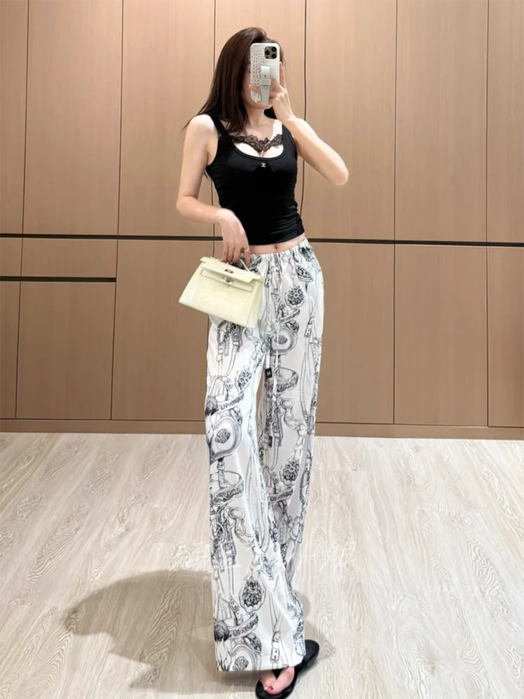 Damskie spodnie z szerokimi nogawkami, z wysokim stanem, o prostym kroju, do ziemi, wyszczuplające, w stylu koreańskim, codzienne.