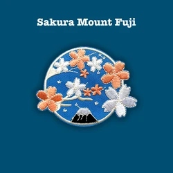 Japan Style Embroidered Mount Fuji Cherry Flower Patches Iron On Patch for Coat Jeans Dress Traveler's Souvenir Accessories