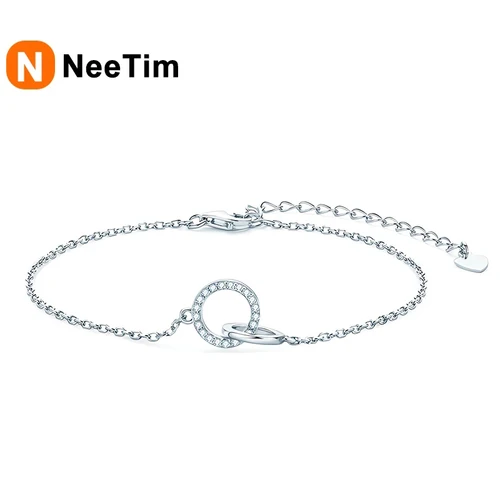 NeeTim 여성용 모이사나이트 다이아몬드 팔찌, 925 스털링 실버 도금, 화이트 골드 파티, 클래식 럭셔리 주얼리 팔찌 
