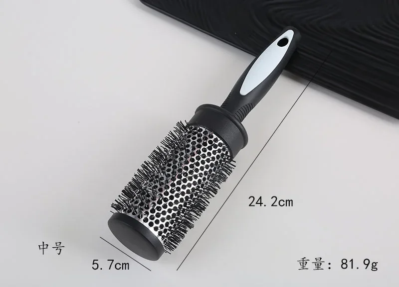 Hair Styling Hair Brush Nylon Comb Cylinder Curly Hair Rolling Comb Thermal Aluminum Tube Round Barrel Comb Curly Tool