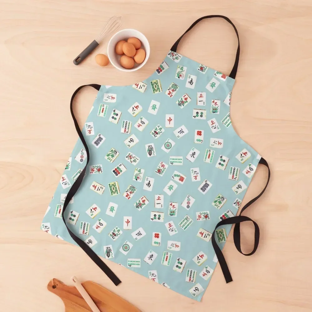 

mah jongg tiles pale blue Apron Men's Kitchen home women Women's Apron