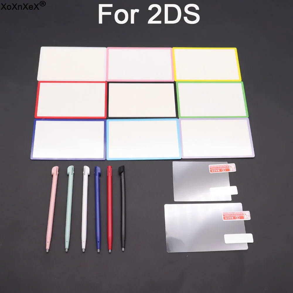 For 2DS Top LCD Screen Lens Plastic Mirror Outer Lens Cover Upper LCD Screen Panel+Screen Protective Film+Stylus Pen