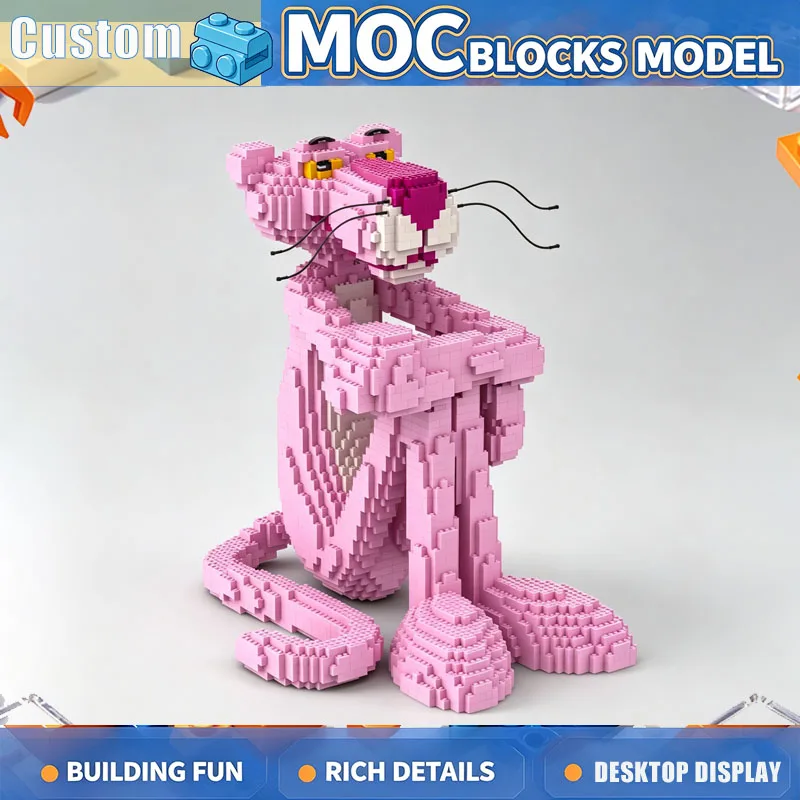 5067PCS Cute Pink Feline Character Figure Building Block Creative Modify Cartoon Model DIY Assembly Toy Collection Festival Gift