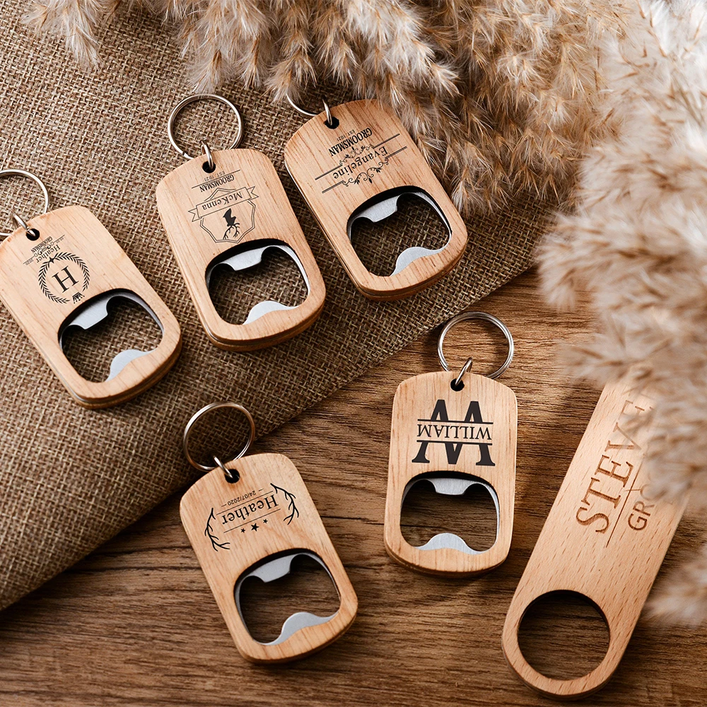 10/20/50Pcs Personalized Wedding Engraved Wooden Bottle Opener Custom Birthday Party Decoration Guest Souvenir Groomsman Gift