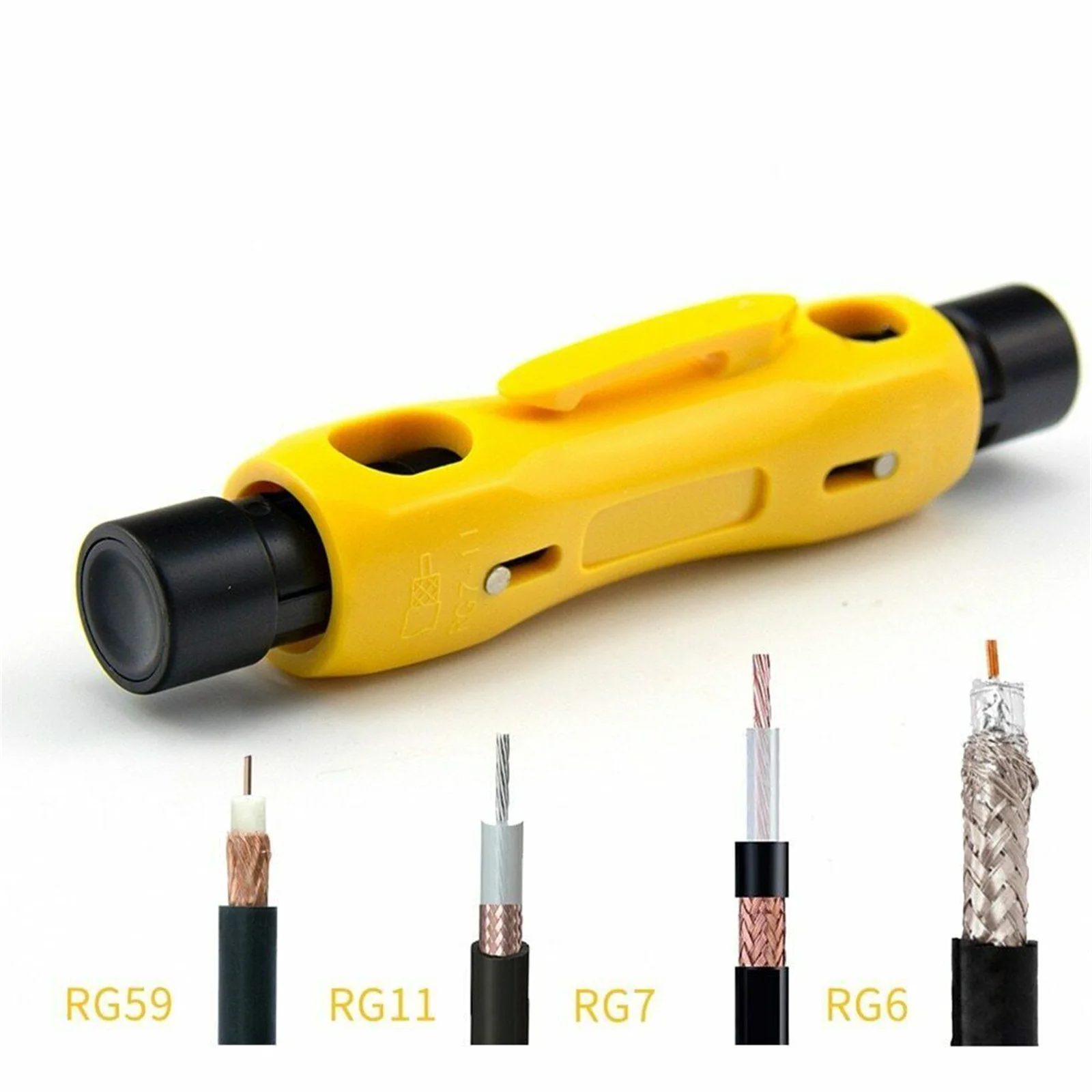 RG59 RG6 RG11 RG7 Coaxial Cable Stripper Pen Multi-Function Rotary Coax Stripping Tool with SK-5 Blade & Pocket Clip