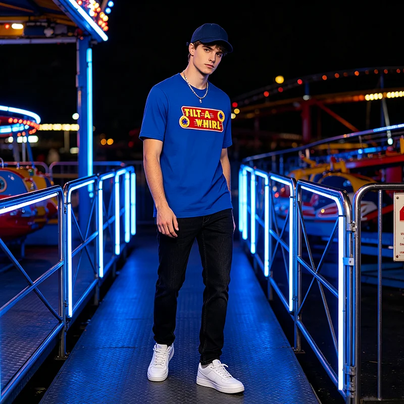 Tilt-A-Whirl T-Shirt Retro Vergnügungspark Klassisches Streetwear-T-Shirt Y2k Persönlichkeit Freizeitpark Grafik Spruch T-Shirt für Damen Herren Top – Detail 8