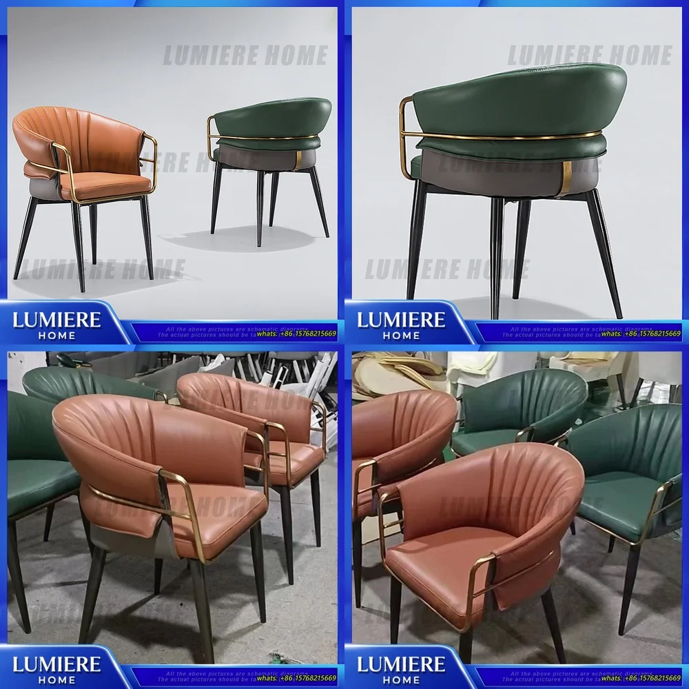

Luxury Modern Dining Chair Metal Frame Coffee Shop Office Study Chair Contemporary Minimalist Design Home Furniture