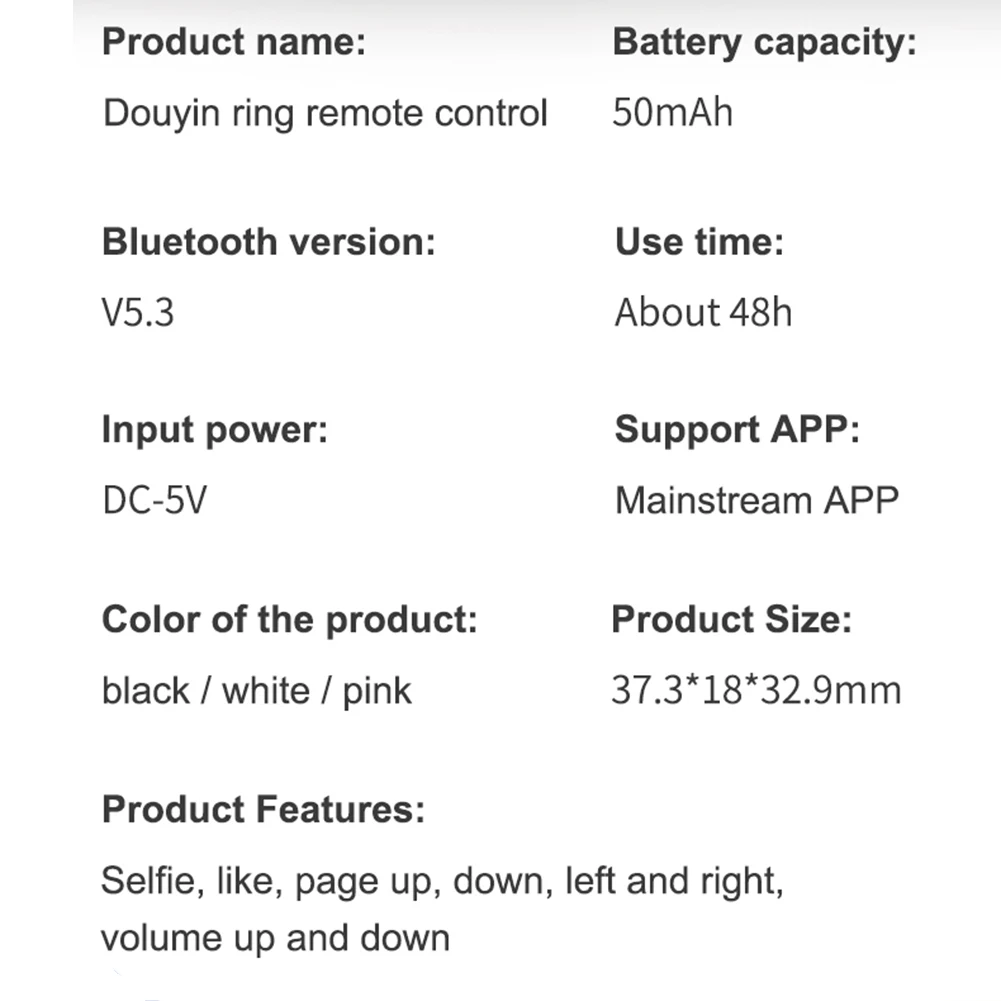 

Smart Bluetooth-compatible V5.3 Remote Control Wireless Ring Controller Portable Selfie Page Turner Controller for Mobile Phone