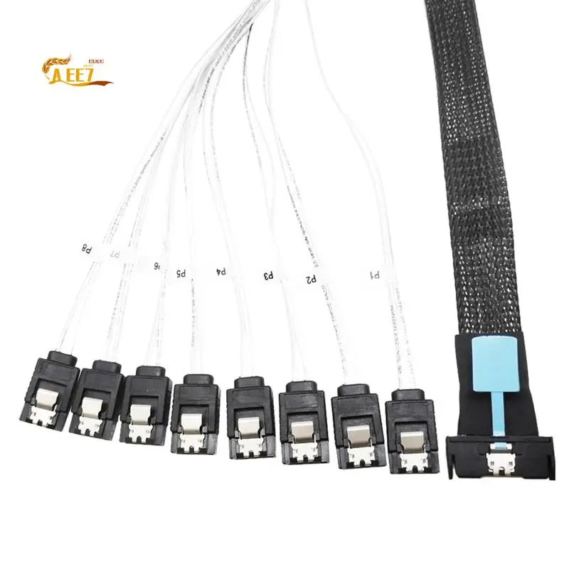 

AEE7-0.5M PCI-E Slimline SAS SFF-8654 8I To 8X SATA Server Hard Drive Conversion Cable SFF-8654 74P To 8Xsata 7P Cord