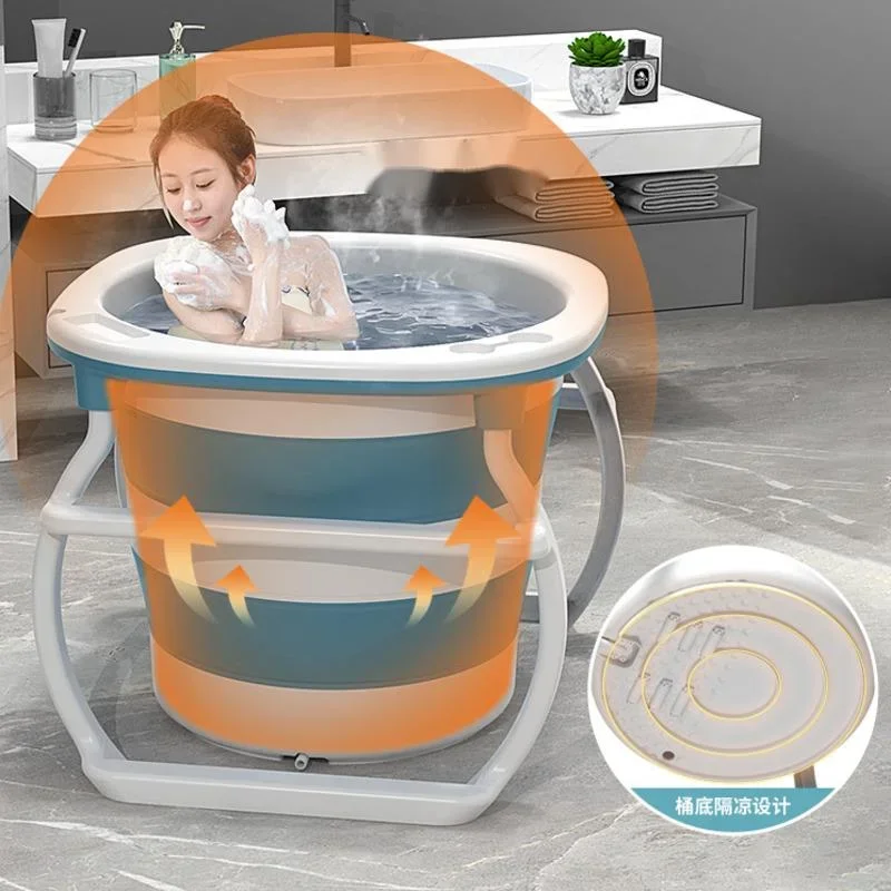 

Spacious Round Adult Folding Bathtub Whole Body Soaking Insulated Portable Ideal for Home Spa Experiences