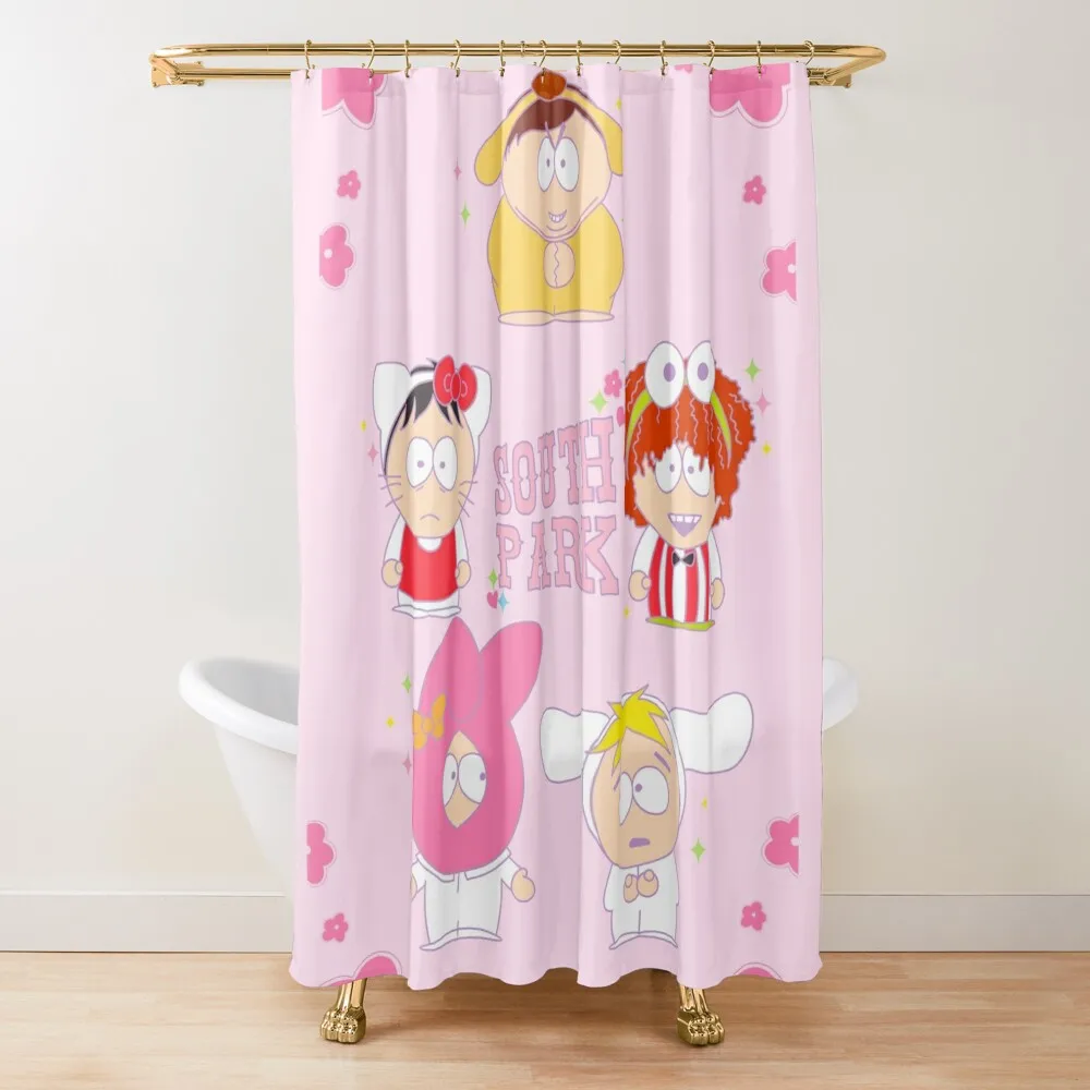 

Pink flower cartman, Kyle, Stan, Kenny, butters Shower Curtain Bathroom And Shower Cute Shower Window Curtain