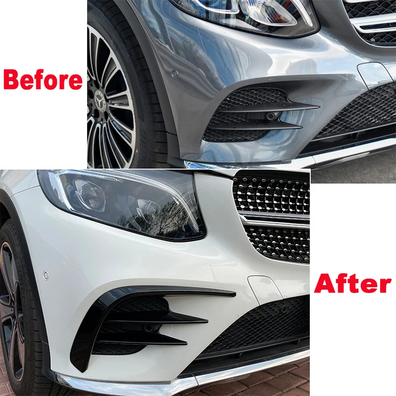 Front Bumper Lip Splitter Spoiler Fog Light Trim Tuning For Mercedes Benz GLC Class X253 2016-2019 GLC 250 260 300 350 Accessory