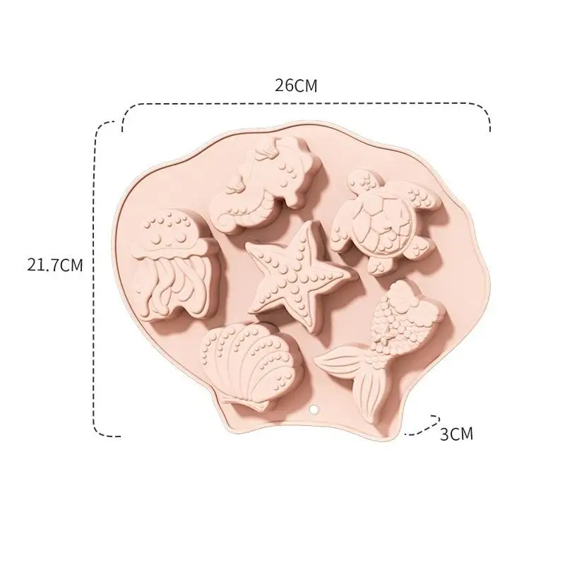 Chocolate Mold Suitable For Mermaid Theme Cake Decoration ToolOcean Fondant Silicone Mold Shells Mermaid Tail Seahorse Starfish