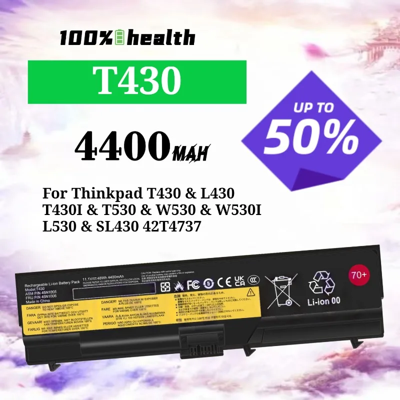 

T430 4400mAh Laptop Battery for Lenovo L430//T530/W530/L530/SL430/42T4737 Lithium Rechargeable Battery